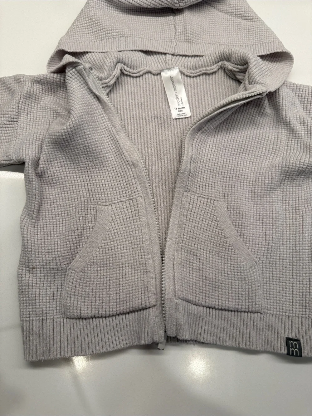 Modern Moments by Gerber Cozy Knit Hoodie & Jogger Set - Light Gray 12 mo